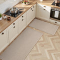 AMOAMI Kitchen Rugs and Mats, Non Slip Washable Kitchen Mats for Floor, Absorbent Quick Dry Kitchen Runner for in Front of Sink，Kitchen Rugs Sets of 2, 17"*30"+17"*47", Beige