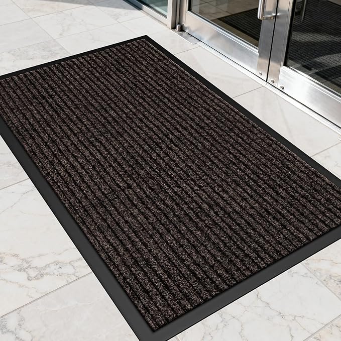 Non-Slip Waterproof Rubber Door Mat, 2' x 3' Commercial Floor Mat for High Traffic Areas, Easy Clean Low Profile, for Entrance, Indoor/Outdoor, Office, Patio, Garage