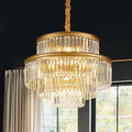 21.6" 14-Light Modern Crystal Chandelier Light Fixtures 4-Tier Gold Luxury Chandeliers for Dining Room Round Hanging Pendant Lighting for Living Room Kitchen Entryway Bedroom Foyer Hallway