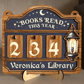 Personalized Book Tracker Sign, Custom Books Read This Year Counter, Book Lover Gift for Teachers, Women, Librarians, Readers, Wooden Hanging Library Decor, Bookshelf Accessories for Wall & Table