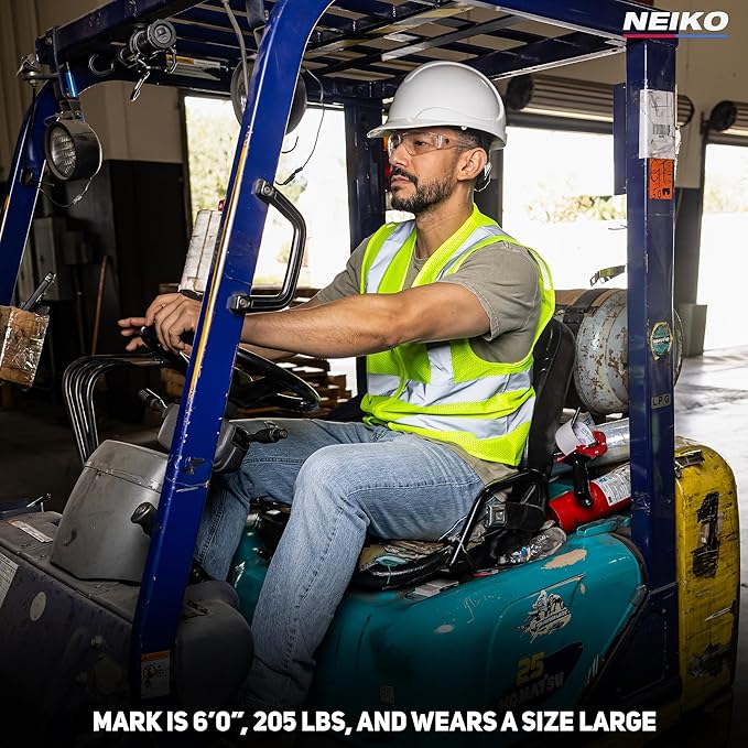 Neiko High Visibility Safety Vest ANSI Class 2, No Pocket, Neon Yellow, Medium (M)
