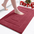 Buganda Bathroom Rugs, 24" x 16", Soft and Absorbent Microfiber Bath Rugs, Non-Slip Shaggy Shower Carpet, Machine Wash Dry Bath Mats for Bathroom Floor, Tub and Shower, Burgundy