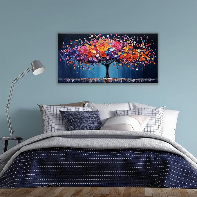 Suconvng Canvas Art Wall Decor Modern Minimalist Gallery Painting Abstract Tree Paintings Colorful Tree Of Life Wall Art Prints Floral Wall Art Pictures For Bedroom Kitchen Office Artwork 20" × 40"
