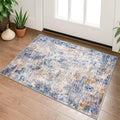 Modern Abstract Entryway Rug Indoor 2x3 Washable Non-Slip Soft Grey Blue Orange Colorful Small Area Rug Kitchen Mat Thin Print Faux Wool Floor Carpet for Entrance Bedroom Office