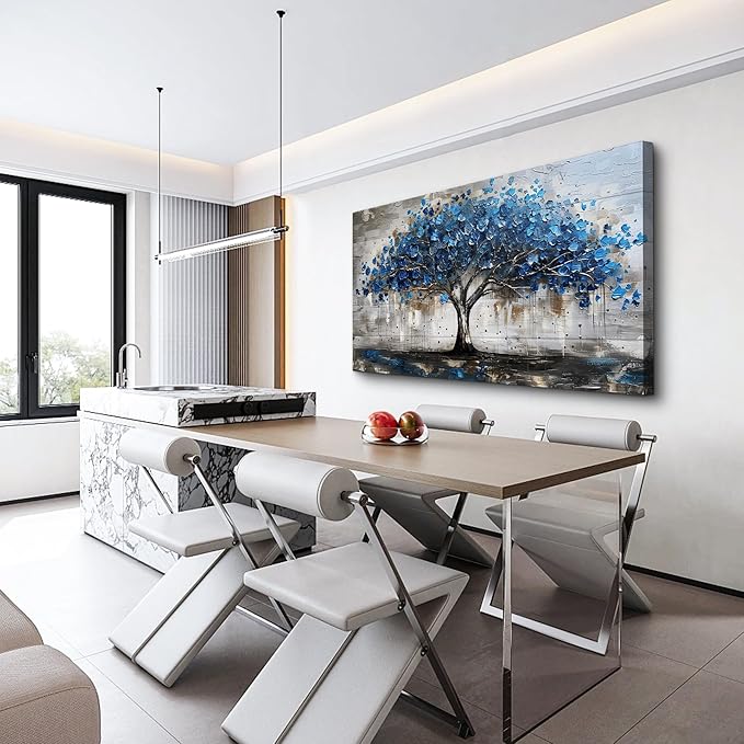 Lapremoly Framed Wall Decor For Living Room Wall Art For Office Bedroom Decor Tree Panoramic Landscape Wall Paintings Canvas Prints Textured Abstract Pictures Artwork Modern Home Decoration 24"X48"
