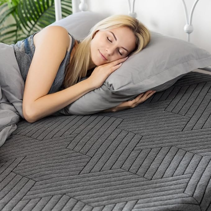 EnHomee Memory Foam Mattress Topper,3 Inch Full Mattress Topper Pressure Relief with Cooling Gel and Removable & Washable Embossed Cover, CertiPUR-US &Oeko-TEX Certified, Grey, Full
