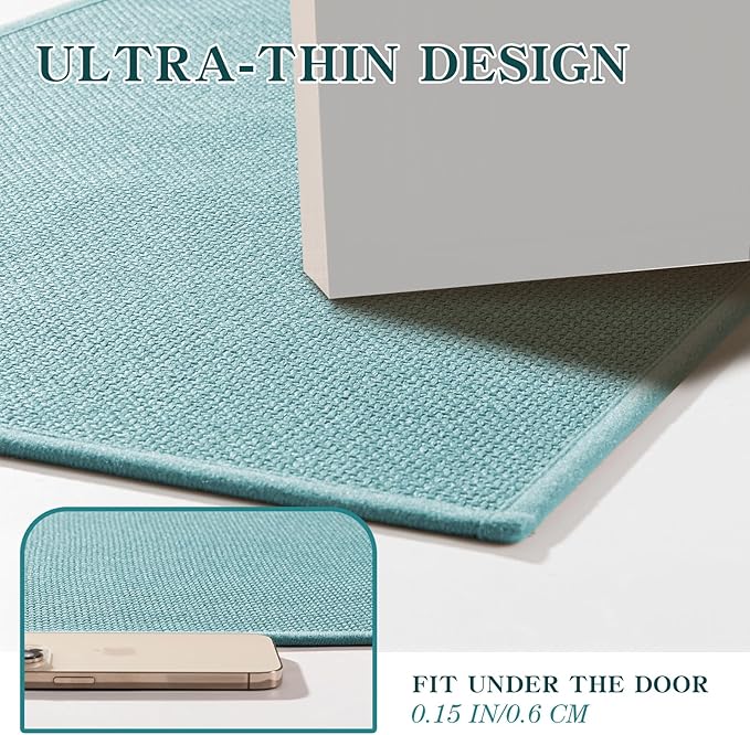 chakme Bathroom Rugs Mat U-Shaped 24x17, Ultra ThinNon Slip Bath Mat Small Quick Dry Absorbent Bath Matfor Bathroom Floor, (Blue, U-24"x17")