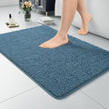 LOCHAS Luxury Bathroom Rug Shaggy Bath Mat 20 x 30 Inch, Washable Non Slip Bath Rugs for Bathroom Shower, Soft Plush Chenille Absorbent Carpets Mats, Denim Blue