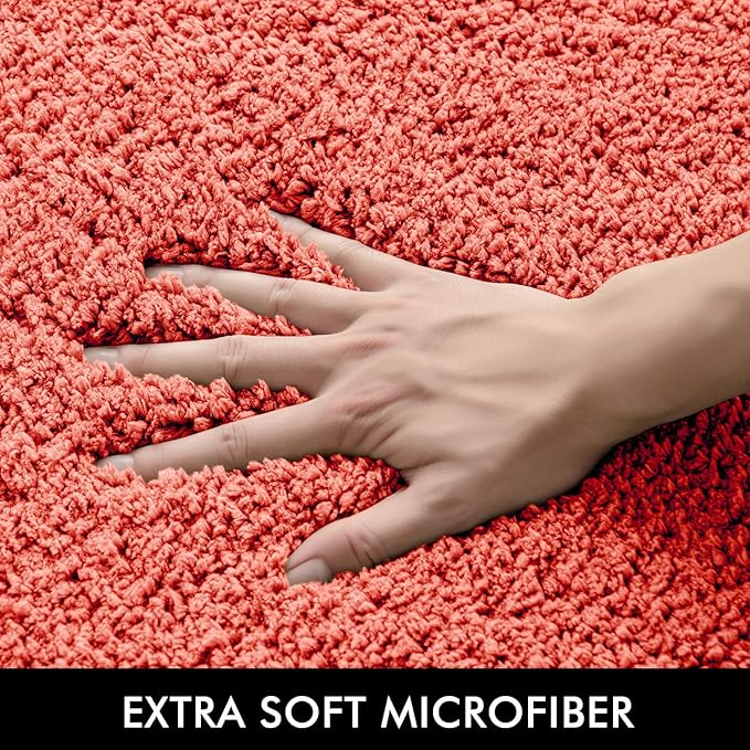MIULEE Living Coral Absorbent Bathroom Rugs, Soft Large Bath Mats Non-Slip and Quick-Drying for Bathroom Floor Bathtub Showers, Machine Washable Carpet (24 x 36 Inches)