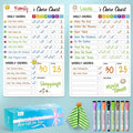 Chore Chart for Kids with 8 Markers, 2 Pack 8"x12" Chore Chart for Kids Multiple Kids, Behavior Chart for Kids at Home, Responsibility Chart for Kids/Teens/Adults, Magnetic White Chore Board
