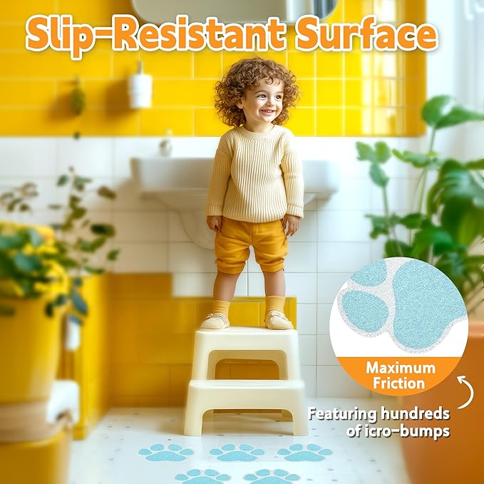 Non-Slip Bathtub Stickers, 20 Large PCS Safety Bathroom Tubs Showers Treads Adhesive Decals with Premium Scraper (Blue)