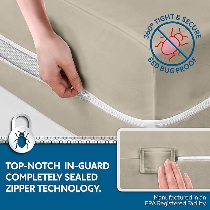 Guardmax Jersey Knitted Sleeper Sofa Zippered Mattress Encasement - Waterproof & Bed Bug Proof Mattress Protector - Comfortable, Soft, and Noiseless Zippered Bedding - Dust Mite Proof (60 x 72 x 5)