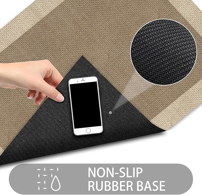 Ultra Thin Door Mat Indoor Entrance, 1/10 in Thin Door Mats for Inside Entry, Non-Slip Rubber Backing Washable Doormat, Fade Resistant, Absorbent, Low Profile Dirt Trapper, 35"X24",Orange