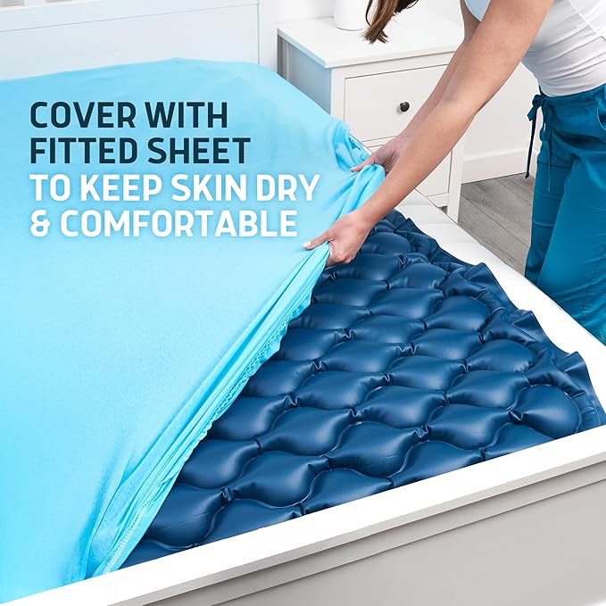 Lunderg Queen Size Alternating Air Pressure Mattress Pad with Static Mode - Comfortable Bed Sore Prevention - Includes Waterproof Mattress Topper 53" x 77" & Quiet Pump - Recommended by Doctors