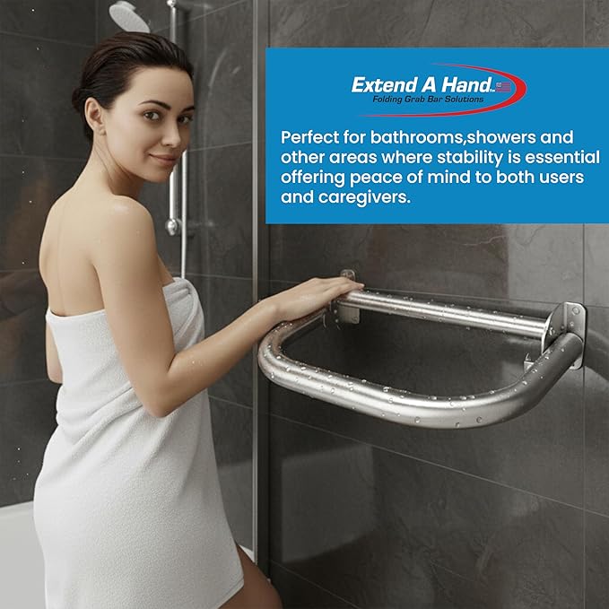 Extend-A-Hand Grab Bar Extension 16"x12"| Heavy-Duty Bathroom Safety Handrail, Non-Slip Stainless Steel Support Grab Bar for Elderly, Disabled & Injury Recovery.