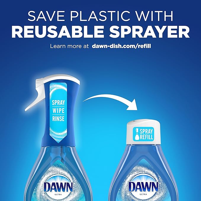 Dawn Platinum Powerwash Dish Spray, Dish Soap Liquid, Fresh Scent Bundle, 1 Spray (16oz) + 3 Refills (16oz each)(Pack of 4)