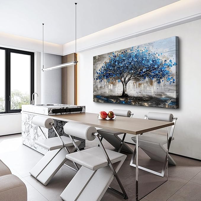 Lapremoly Framed Wall Art For Office Wall Decor For Living Room Bedroom Decor Tree Panoramic Landscape Wall Paintings Canvas Prints Textured Abstract Pictures Artwork Modern Home Decoration 30"X60"