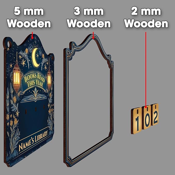Personalized Books Read This Year Wooden Sign, Reading Tracker Book Counter, Home Library Decor, Fantasy Bookshelf Accessories, Christmas Bookworm Gift for Women, Book Lovers, Readers, Librarians