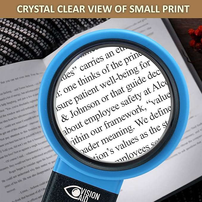 Vision Aid 30x Hands-Free Magnifier with Ultra Bright 36 LED Lights and Case - 40x Loupe Magnifying Glass with Stand for Reading Jewelry Coins Watch Hobby Crafts Close Work