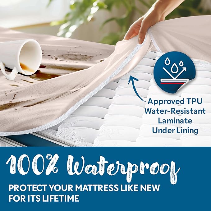 Guardmax Jersey Knitted California King Zippered Mattress Encasement - Waterproof & Bed Bug Proof Mattress Protector - Comfortable, Soft, and Noiseless Zippered Bedding - Dust Mite Proof (72x84 x12)