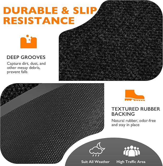 Custom Size Extra Large Front Door Mat, 4FT x 27FT Indoor Outdoor Entrance Commercial Floor Mat, Heavy Duty Dirt Trapper Doormat for Entryway Welcome Mat, Low Profile, Non-Slip, Waterproof