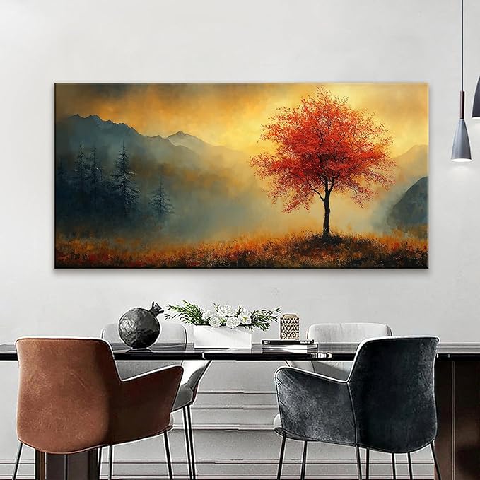 Suconvng Wall Art For Living Room Prints Tree Of Life Gold Landscape Canvas Art Wall Decor Large Wall Art Print Painting Picture For Bedroom Hotel Aesthetic Home Decor Artwork 29 X 58 Inch