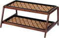 Anji Mountain Heavy Duty Waterproof Wooden Shoe Storage Mat Organizer/Boot Storage Tray Multi Use for Entryway with Coir, Tan and Black Trellis Insert, 2 Tier, Fits 6 Pair (36.5" Wide)