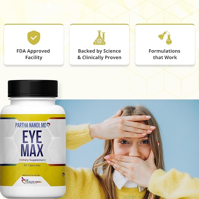 Eye Max Vision Supplement – Supports Macular Health, Retina Clarity & Blue Light Protection – Lutein, Zeaxanthin, Lycopene & Zinc – Antioxidant Eye Vitamin Formula – 60 Capsules