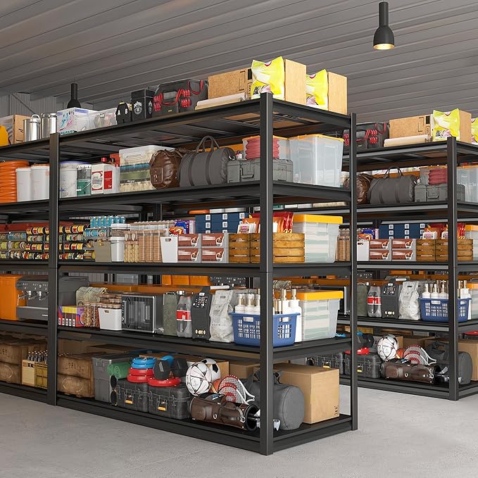 REIBII Garage Shelving 48.2" W Storage Shelves 3000LBS Metal Shelving Heavy Duty Adjustable Metal Shelf 5 Tier Pantry Shelves for Basement Warehouse Supermarket 72.2" H x 24.2" D x 48.2" W, 3 Pac