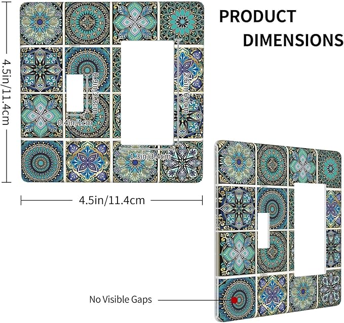 Outlet Covers Mandala Decorative Rustic Vintage Turquoise Pattern 1 Toggle 1 Rocker Combination Decorative Wall Plate Electrical Switch Plates Light Switch Cover Plate for Bedroom Bathroom