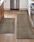 DEXI Kitchen Mats for Floor Cushioned, 23x35+23x59 Extra Large Runner Rug Non Slip, Waterproof Soft Comfort Standing Padded Anti Fatigue Decorative Set of 2, Brown