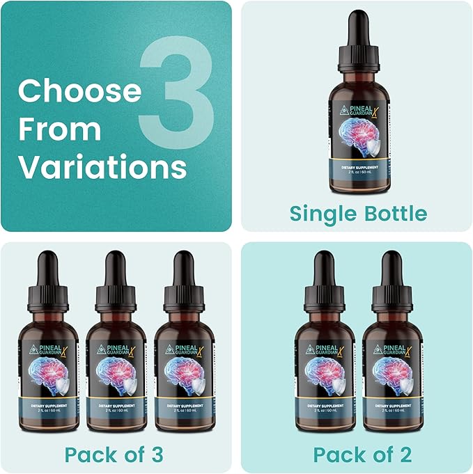 Pineal Guardian X - Rapid Pineal Gland Decalcification Drops for Cognitive Health Support - Brain Supplement to Keep Cognitive Function, Memory and Focus in Top Shape - Pack of 3