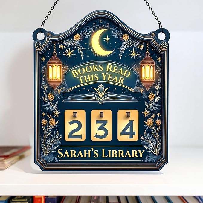 Personalized Books Read This Year Wooden Sign, Reading Tracker Book Counter, Home Library Decor, Fantasy Bookshelf Accessories, Christmas Bookworm Gift for Women, Book Lovers, Readers, Librarians