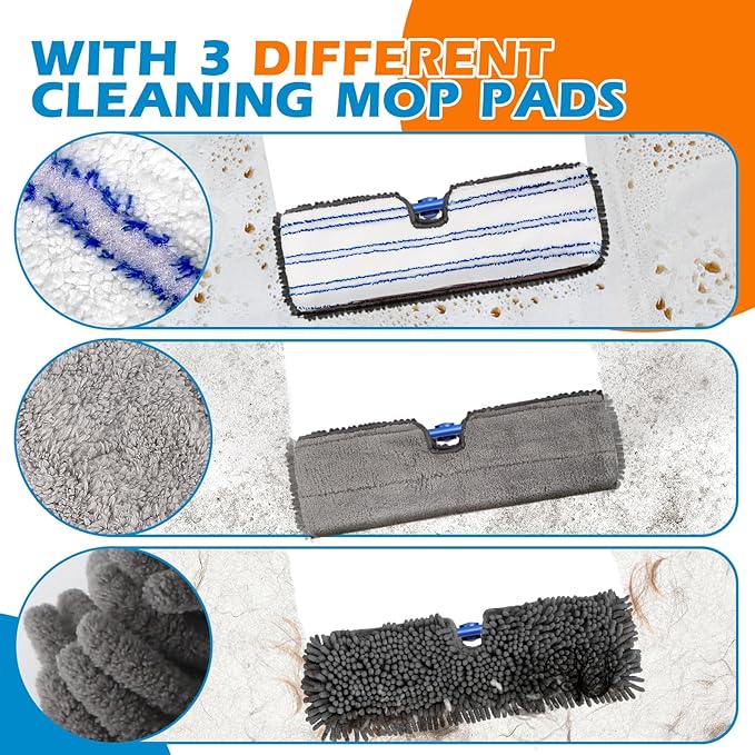 Microfiber Mops for Floor Cleaning, Masthome Dust Mop with 4 Washable Pads, 2-SidedMicrofiber Flip Mop for Wet & Dry Use, Flat Floor Mops for Hardwood, Laminate, Vinyl,Kitchen, Tile -1 Scraper