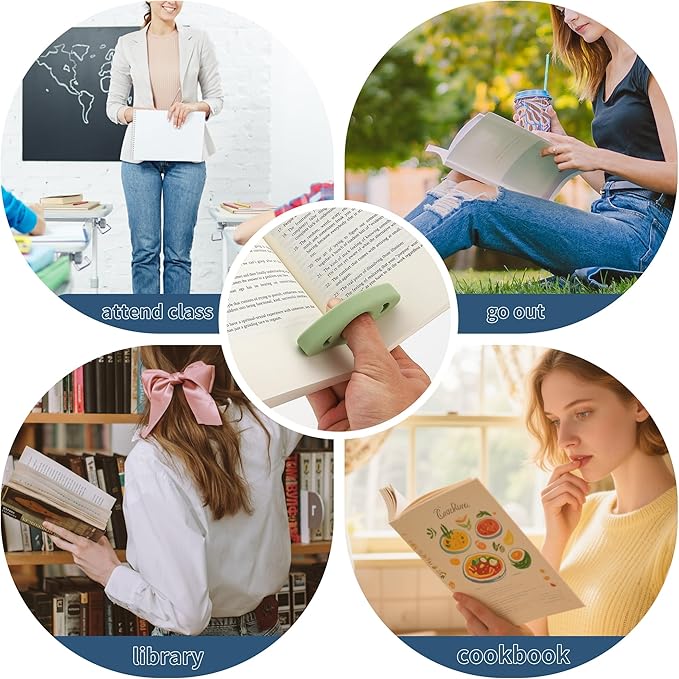 Book Page Holder, 2 Pack Breathable Silicone Thumb Page Holder for Reading, Ideal Book Reader Gifts and Reading Accessories (Small Size, Orange)