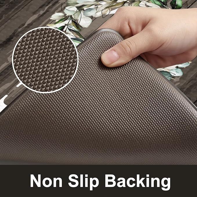 KIMODE Anti Fatigue Kitchen Mat 2PCS,Non-Skid Waterproof Kitchen Rugs,Farmhouse Kitchen Mat for Floor,Cushioned Comfort Foam Standing Mat for Home,Laundry,Office,Sink,Desk