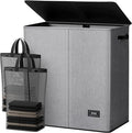 SOLEDI Large Double Laundry Hamper with Lid, Collapsible Clothes Hamper 2 section with Removable Bags, Space-Saving Laundry Basket for Bedroom, Dorm, College