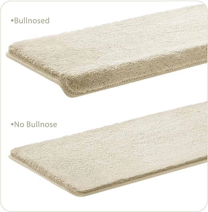 PURE ERA Carpet Stair Treads Ultra Plush Soft Indoor Stair Protectors Pet-Friendly Non-Slip Skid Resistant Tape Free Washable Reusable(14 Pieces,Beige)