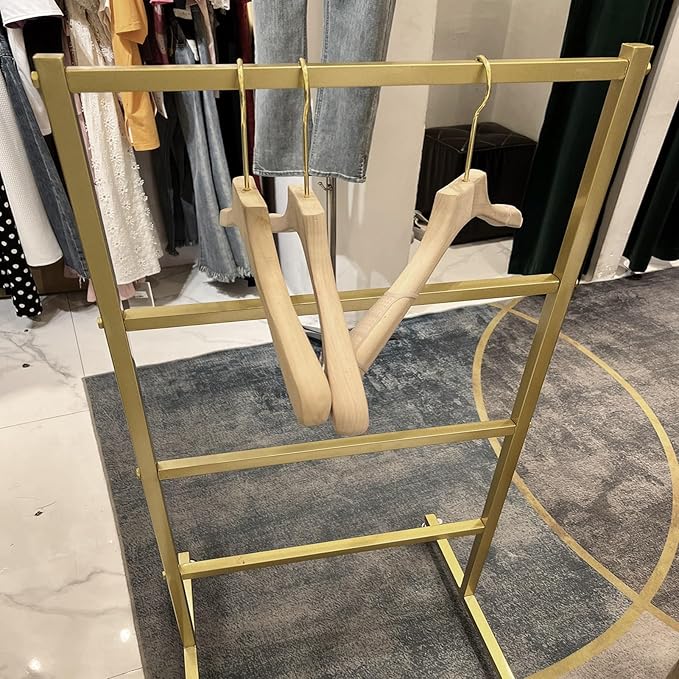 Clothing Hanger Storage System Hanger Stacker Metal Clothes Organizer with Casters, Retail Store Laundry Room Portable Hanger Stacker Holder (Color : Gold, Size : 19.7x15.7x43.3IN)