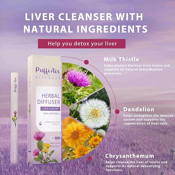 PUFFIAIR Herbal Diffuser Duo with Melatonin, Milk Thistle & More丨Night Renewal Duo for Calm Sleep & Liver Detox Support - 600 Uses Per Stick