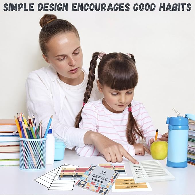 Magnetic Checklist Chore Board with Chore Sticker Book, Chores Chart for Kids, Set of 2 Magnetic Customizable Chore Charts with Insert Paper and 212 Stickers, Chore Chart for Multiple Kids