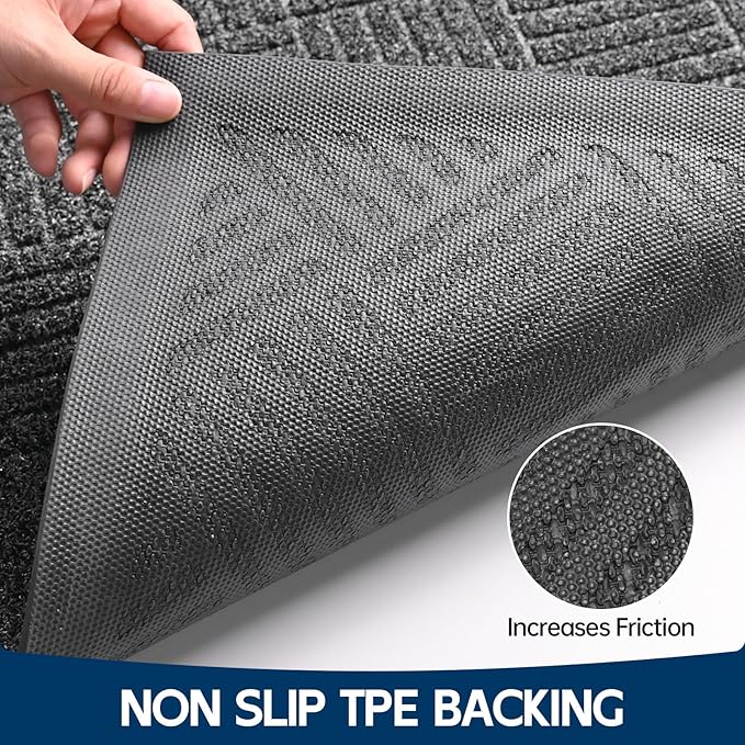 Front Door Mat Outside Entrance, 6' x 2' Heavy Duty Indoor Outdoor Door Mats for Entryway, Trap Dirt Outdoor Doormat Low Profile, Non Slip Welcome Mats for Front Door, Artificial Grass