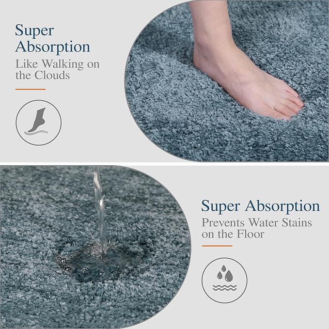 Walensee Large Bathroom Rug (24 x 48, Slate) Extra Soft and Absorbent Shaggy Bath Mat Machine Washable Microfiber Non Slip Luxury Floor Mat