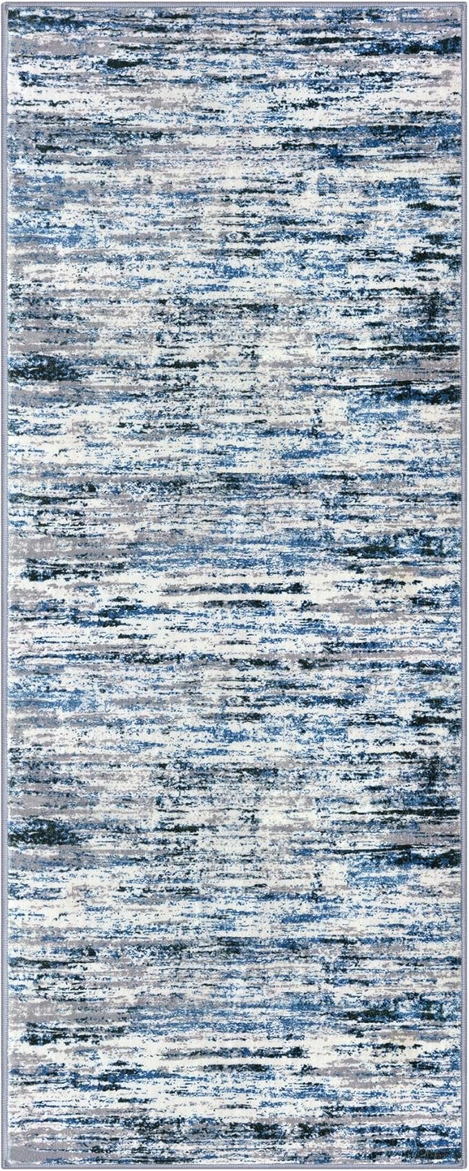 Modern Abstract Runner Rug 2x5, Grey Blue White Washable Entryway Kitchen Runner Non-Slip Soft Hallway Rug Runner Thin Print Faux Wool Carpet for Bedroom Laundry Room Indoor