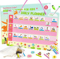 Daily Planner for Kids - Magnetic Behavior Board Calendar with 195 Magnets, Storage Bag, Cord & Pen - Daily Routine and Chore Chart - Visual Schedule for Kids 3+ Year Old (Animal Theme)