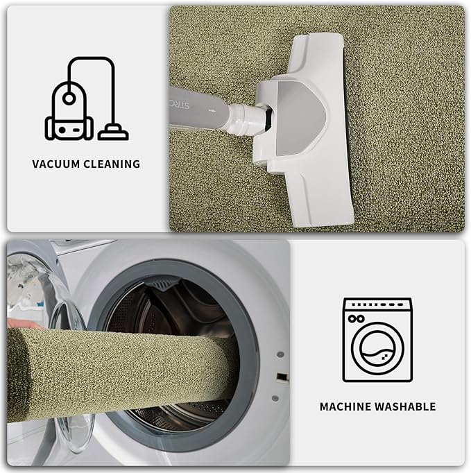 PURRUGS Dirt Trapping Door Mat 34" x 60", Non-Slip/Skid Machine Washable Entryway Rug, Shoes Scraper, Throw Rug, Super Absorbent Area Rug for Muddy Wet Shoes and Paws, Budding Green & Sage Green
