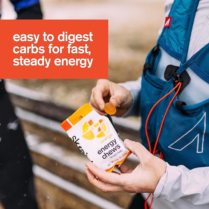 Skratch Labs Energy Chews | Gummies for Running, Cycling, and Sports Performance | Gel Alternative | Orange (10 Pack) | Gluten Free, Vegan