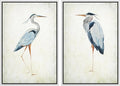 MUDECOR Framed Canvas Print Wall Art Heron Bird Illustrations Modern Art Decorative Bohemian Colorful Chic for Living Room, Bedroom, Office - 24"x36"x2 White