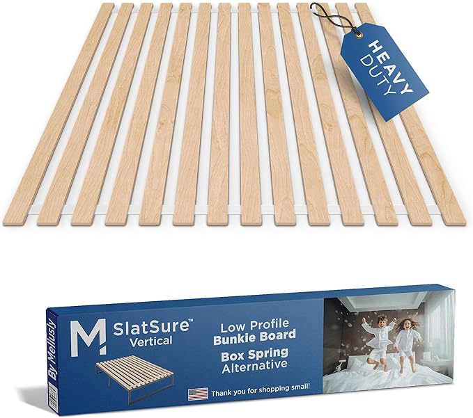 Meliusly SlatSure King Size Bunkie Board – Heavy Duty Vertical Bed Slats & Foldable Wooden Support Board for Sagging Mattress or Platform Bed Frame, Box Spring Alternative and Replacement