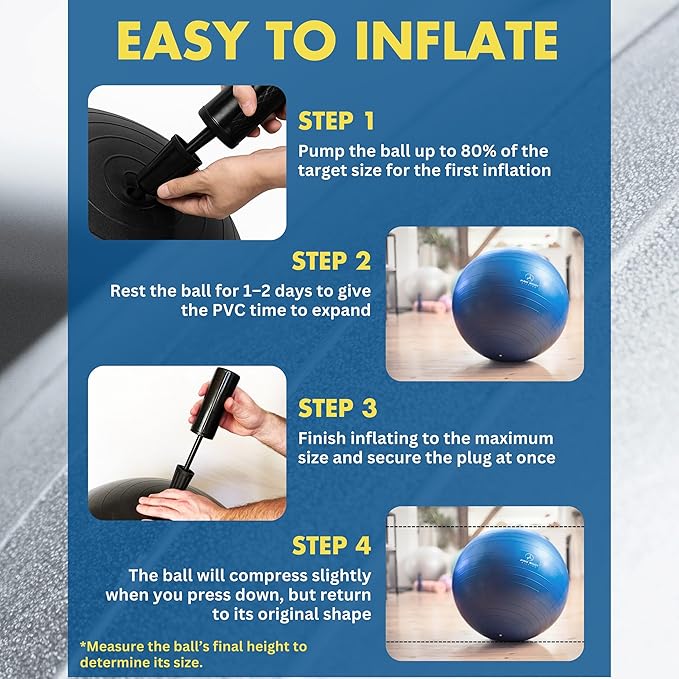 ProBody Pilates Exercise Ball - Multiple Sizes Gym Grade Balance Ball for Fitness, Yoga, Workout, Pregnancy & Physical Therapy